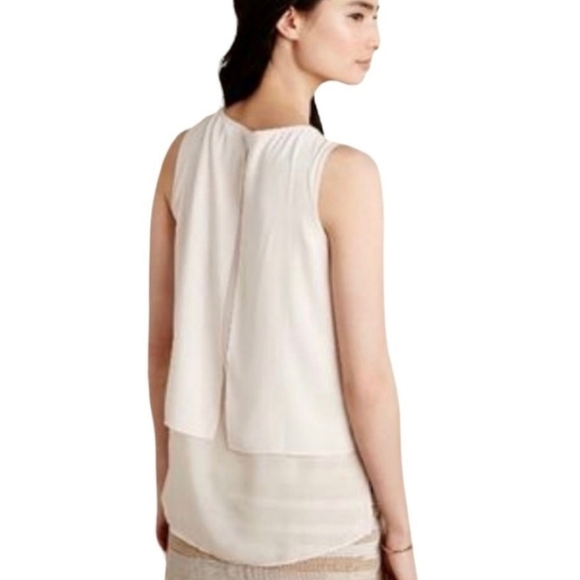 Anthropologie HD in Paris Sleeveless Ivory Blouse.  Double Layered. Like New! - Picture 2 of 11